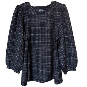Anne Klein Black Tweed Sparkle Knit Top XL NWT‎